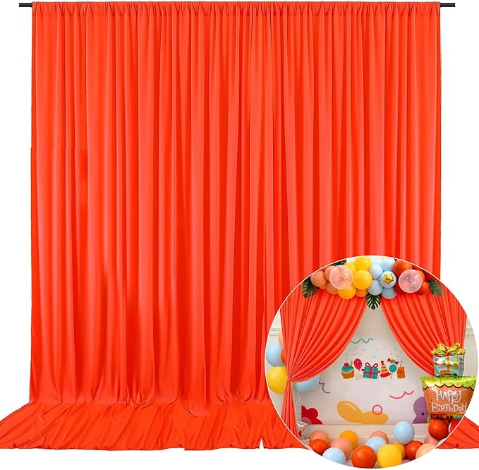 10 x 7 Feet Orange A Backdrop Curtain for Partie, Background Curtains for Pho...