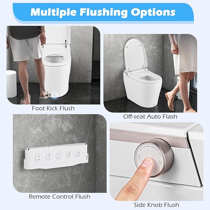 Giantex Smart Toilet with Bidet Built In, Night Light, Auto Open/Close - Image 2