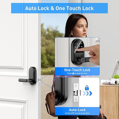 Smart keypad Door Lock with Handle，Fingerprint Keyless Entry Digital Lock with - Image 2