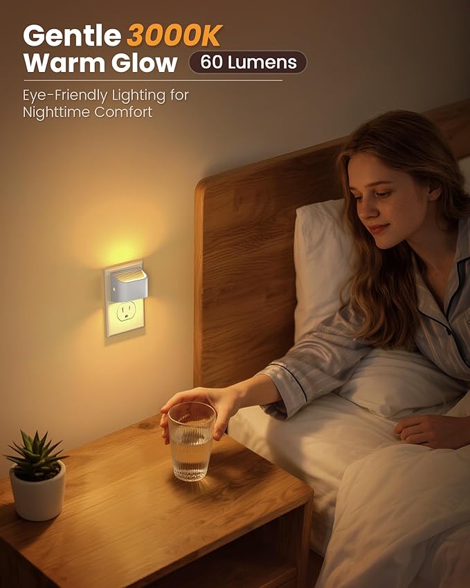 NIORSUN Plug in Night Light, Auto Brightness Sensor Night Light, 3000K Warm - Image 5