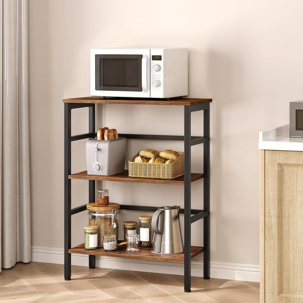 HOOBRO 3 Tier Bookshelf, 23.6" L Industrial Bookcase, Record Storage Rac...