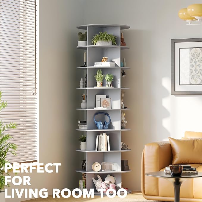 SpaceAid 8 Tier Rotating Shoe Rack Tower, Spinning Shoe Display Lazy Susan - Image 6