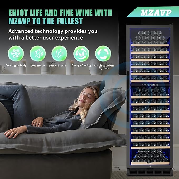 200 Bottle Dual Zone Wine Fridge, 24 Inch Large Wine Cooler Refrigerator - Image 6