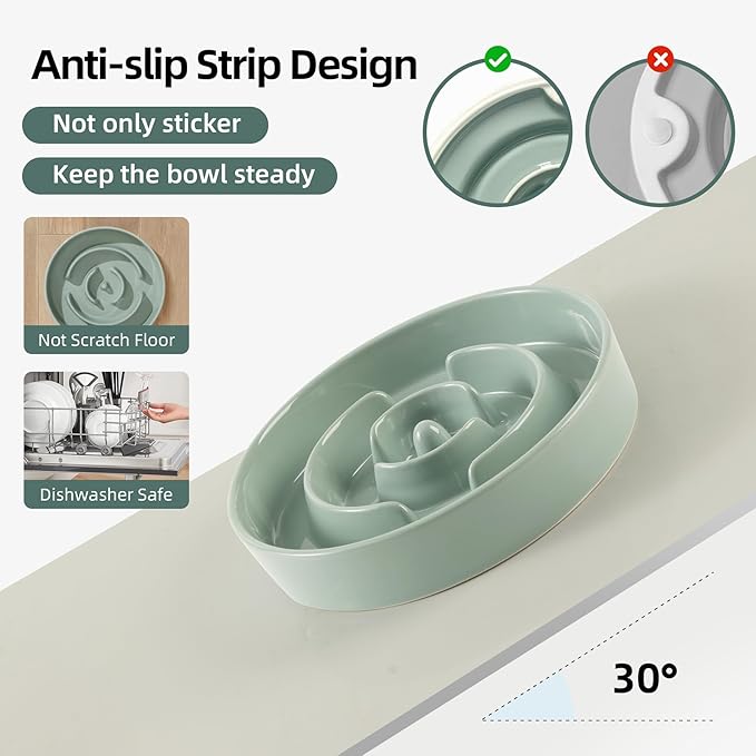 Ceramic 1.2 Cup Slow Feeder Dog Bowl - Image 3