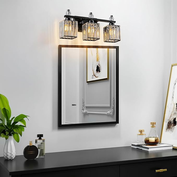 FDPBY Black Bathroom Vanity Lights Crystal Vanity Light Bathroom Lighting - Image 6