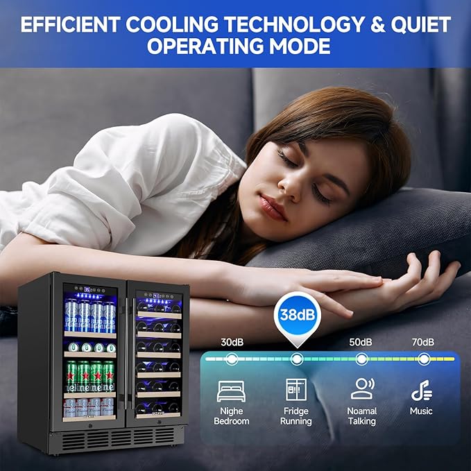 30 Inch Wine and Beverage Refrigerator, Dual Zone Wine Beverage Cooler - Image 7