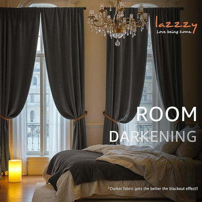 Lazzzy Velvet Blackout Curtains Thermal Insulated Room Window Drapes Super Soft - Image 5