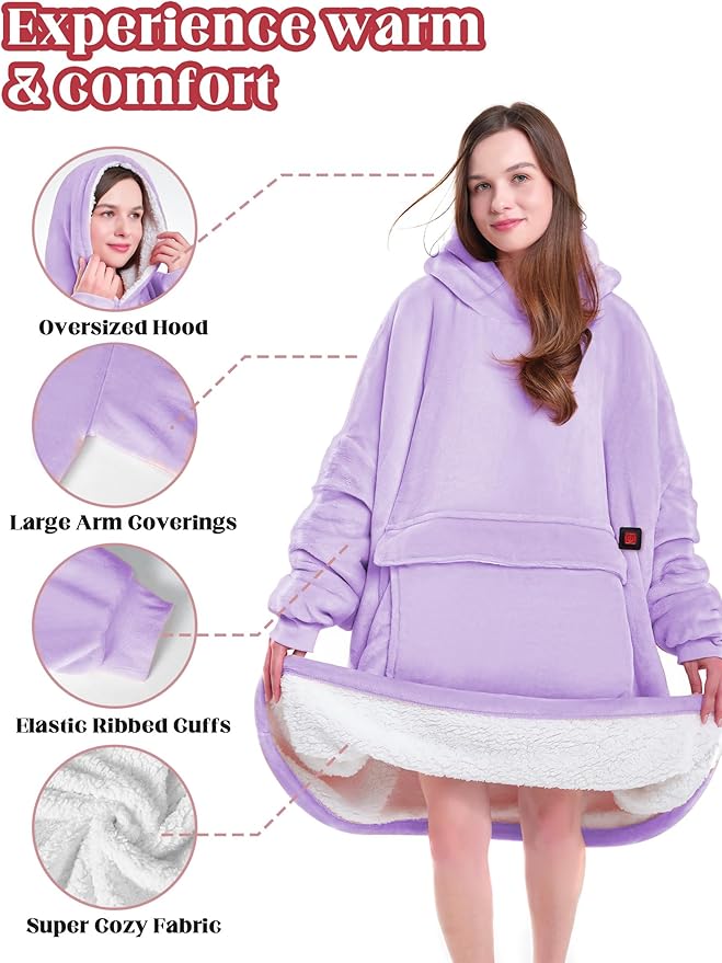MAXEVE Heated Wearable Blanket Hoodie - Image 3