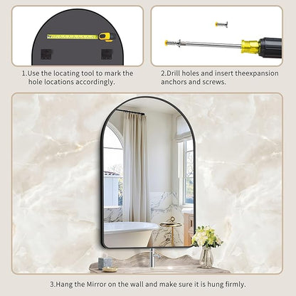 GLASHOM Arched Bathroom Mirror, Wall Mounted Mirror, Living Room, Vertically - Image 6