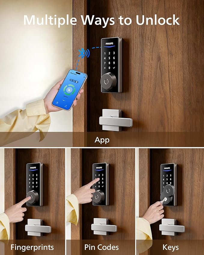 Philips Smart Lock with Handles, Smart Door Lock with 2 Level Handles, Keyless - Image 2
