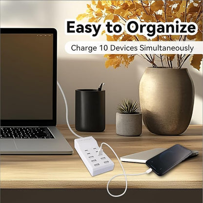 USB Charging Station with 6 USB-A & 4 USB-C Ports, 50W 10A USB Charging Block - Image 7