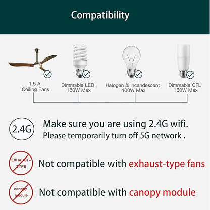 Humpptom Universal Ceiling Fan Remote Control, Ceiling Fan Wall Switch UC9050T - Image 5