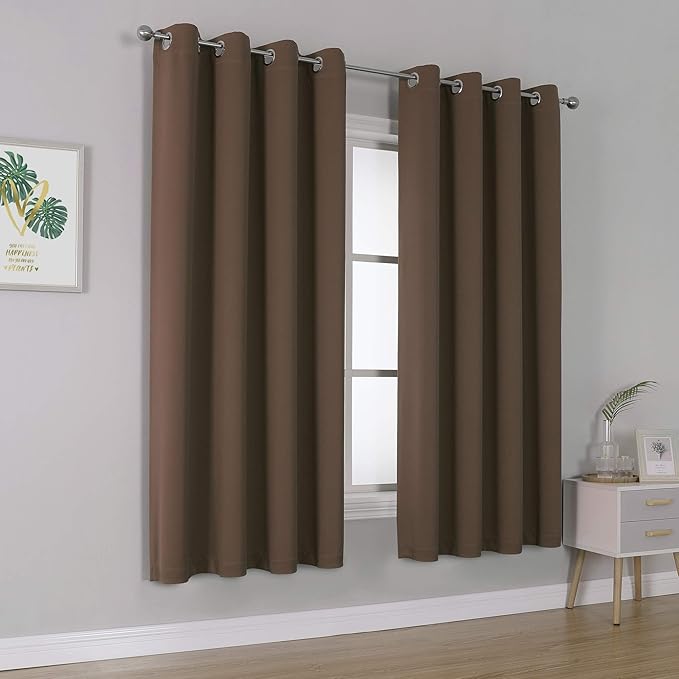 DUALIFE Brown Curtains 72 Inch Length 2 Panels Coffee Color Curtains - Image 2