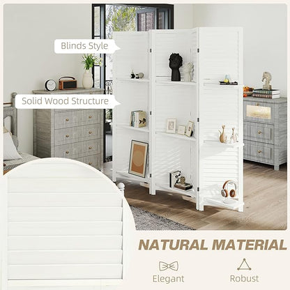 HOMCOM Room Divider, 5 Panel 67" Tall Wood Privacy Screen - Image 5
