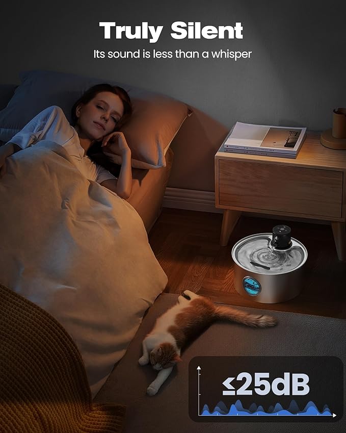 Cat Water Fountain with Motion Sensor: Rechargeable Cat Fountain Wireless - Image 7