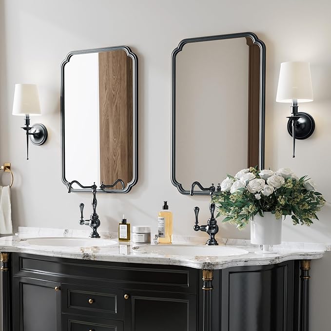 22x34 Inch Black Bathroom Mirror, Metal Framed Wall Mirror - Image 3