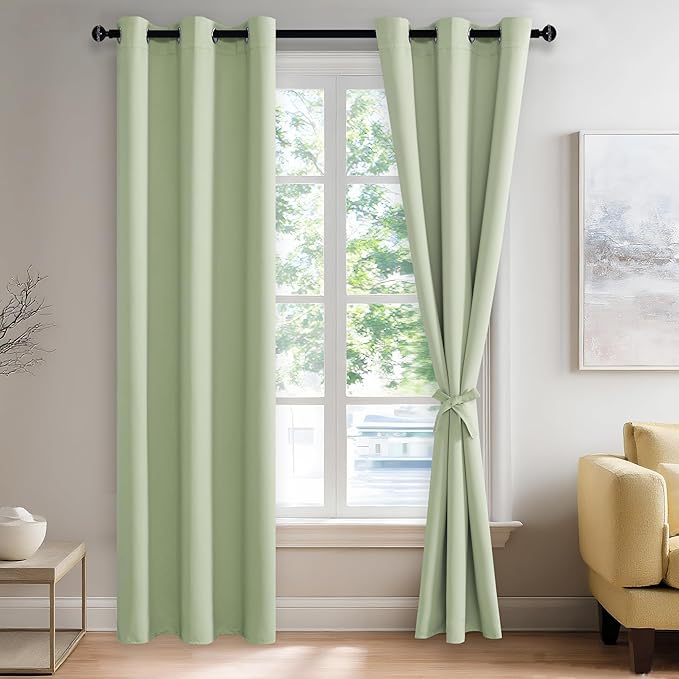 JIUZHEN Blackout Curtains with Tiebacks by JIUZHEN