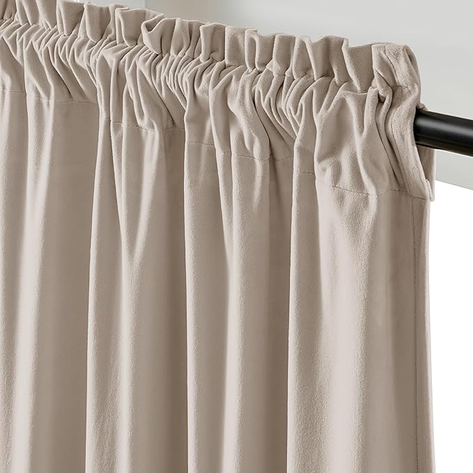 Lazzzy Velvet Blackout Extra Long Curtains Thermal Insulated Room Window Drapes - Image 2