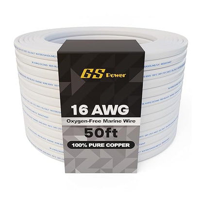 GS Power 50 Ft Duplex Marine Wire, 16 Gauge Wire, Oxygen-Free Tinned Copper 16 by GSPower
