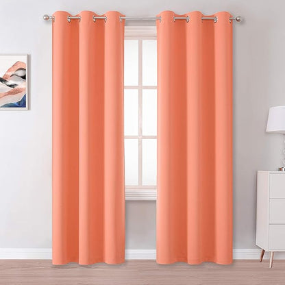 DUALIFE Burnt Coral Curtains 84 Inch Room Darkening Drapes by DUALIFE