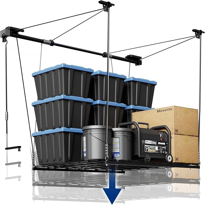FLEXIMOUNTS GL1 Overhead Garage Lifting Storage Rack, 4x4 Ft Heavy-Duty Metal by FLEXIMOUNTS