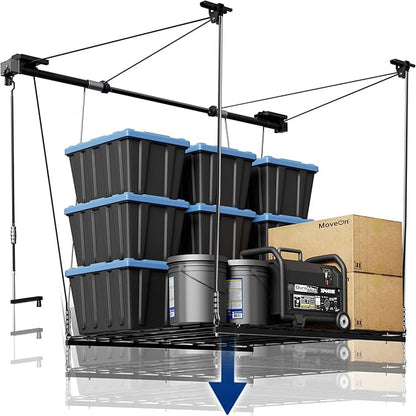 FLEXIMOUNTS GL1 Overhead Garage Lifting Storage Rack, 4x4 Ft Heavy-Duty Metal by FLEXIMOUNTS