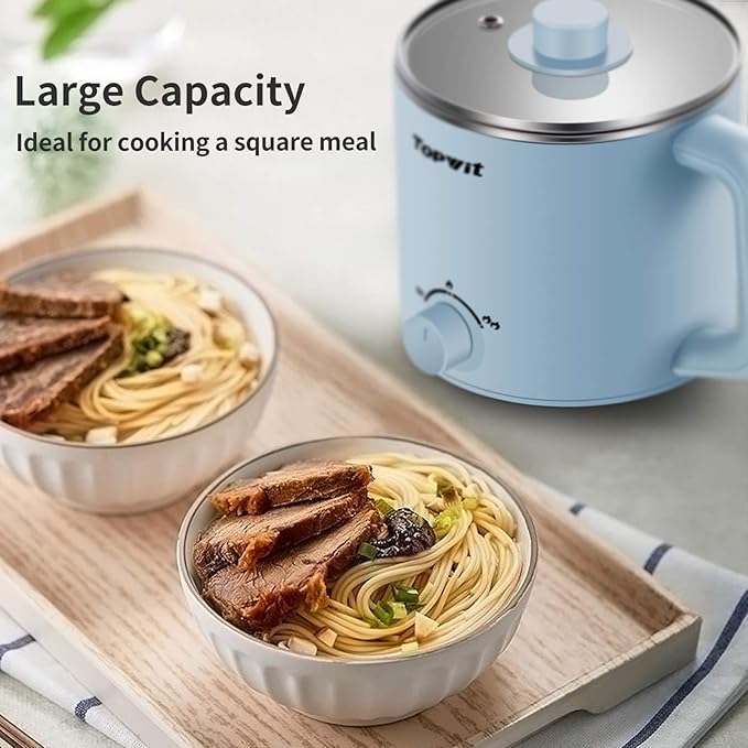 Topwit Hot Pot Electric, Electric Pot, 1.6L Ramen Cooker, Shabu-Shabu, Soup and - Image 7