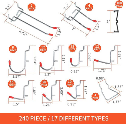 240PCS Pegboard Hooks Assortment, Pegboard Organizer Kit - Image 2