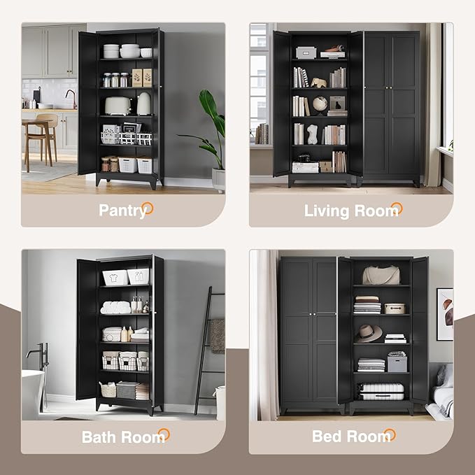 Yizosh Metal Pantry Cabinet, Cupboard - Image 5