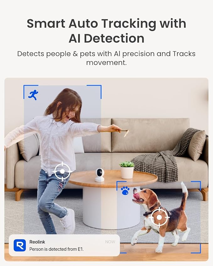 REOLINK 4MP Indoor Security Camera E1, Plug-in 2.4G Wireless WiFi 6 - Image 4