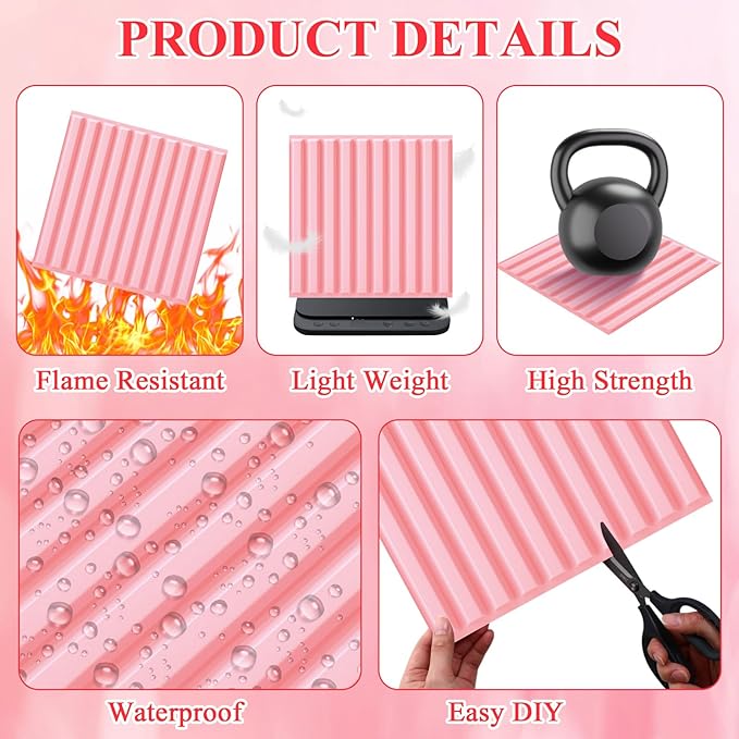 Nuanchu 32 Pcs 3D Slat Wall Panels 12 x 12 Inch PVC Fluted Textured Panel - Image 3