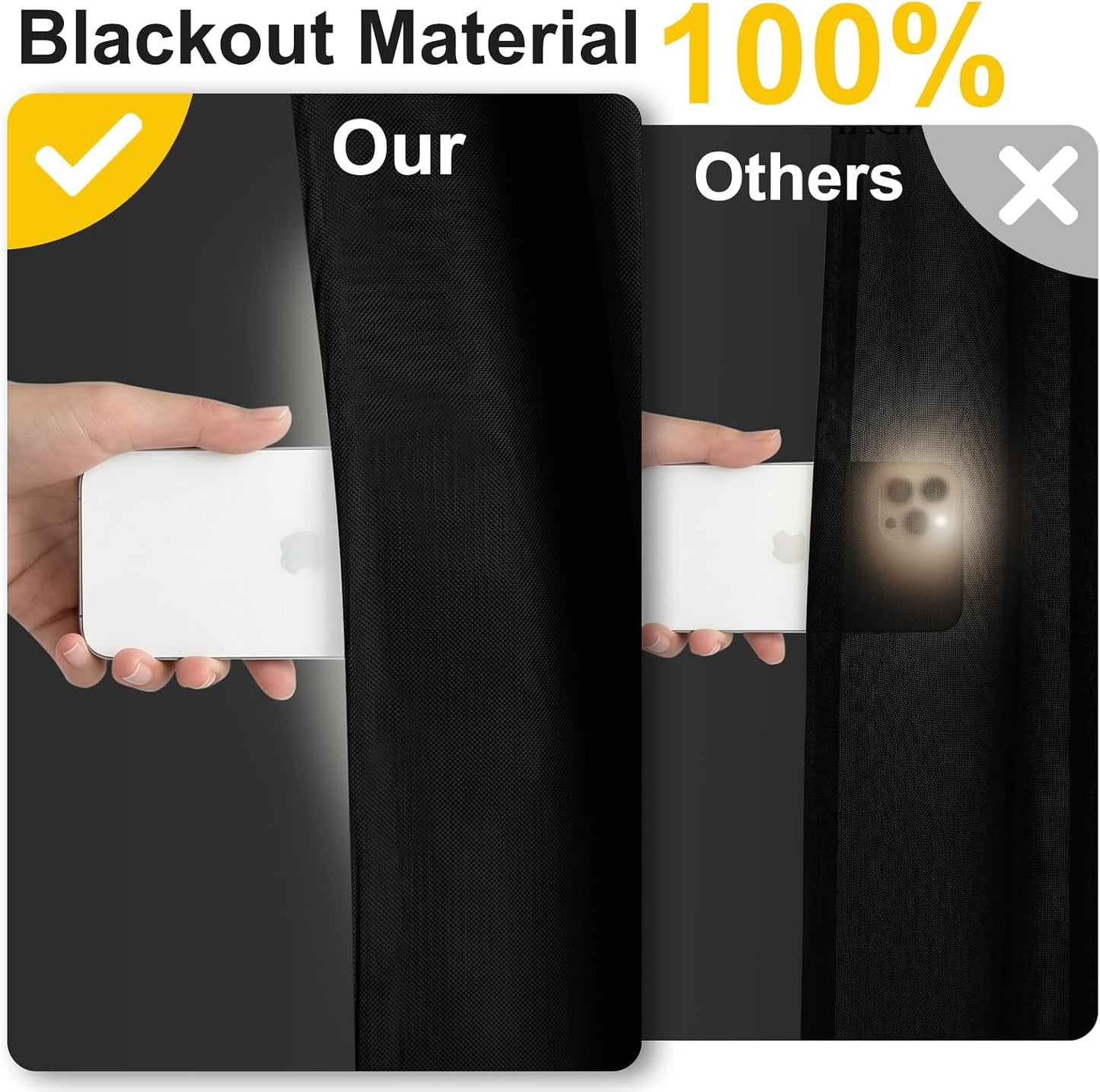 Serlmwnt 100% Blackout Bedroom Curtains, No-Drill, Customizable Blackout Curtains (Suitable for Bedrooms, Home Theaters, RVs) (57" W x 118" H)