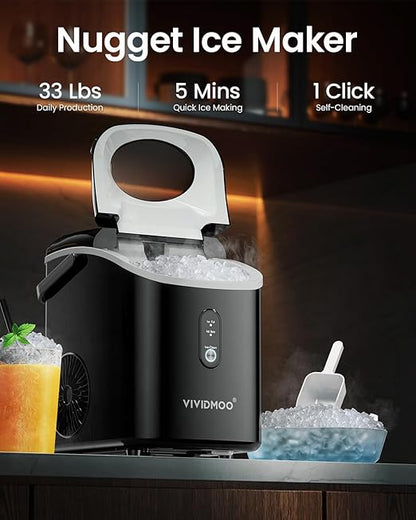 Nugget Ice Maker Countertop, Portable Sonic Pebble Ice Maker - Image 2