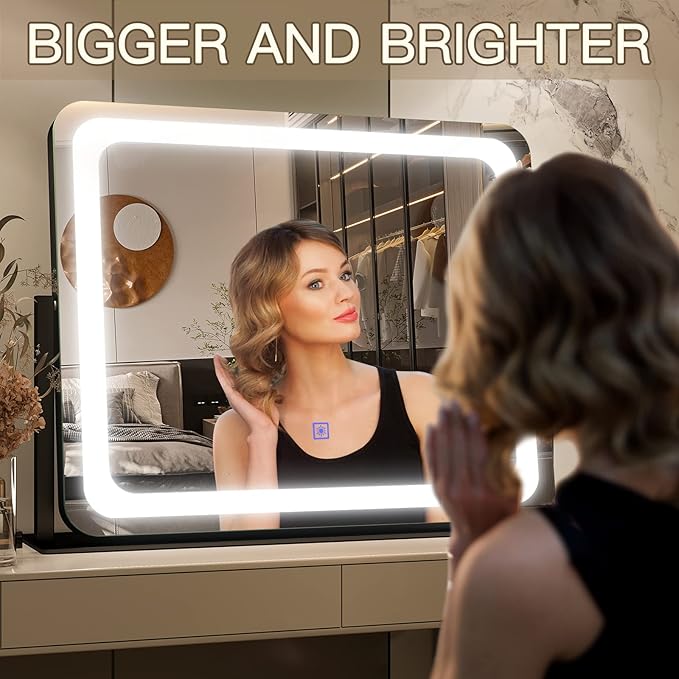 FENNIO Vanity Mirror with Lights 22"x17", LED Lighted Makeup Mirror, Large - Image 5