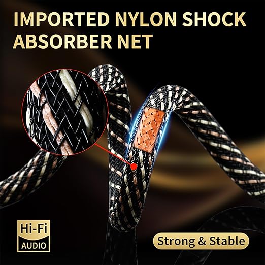Audiophile HiFi Audio Cable–3.5mm to 3.5mm, 6N OFC Core, 24K Gold-Plated Plugs - Image 5