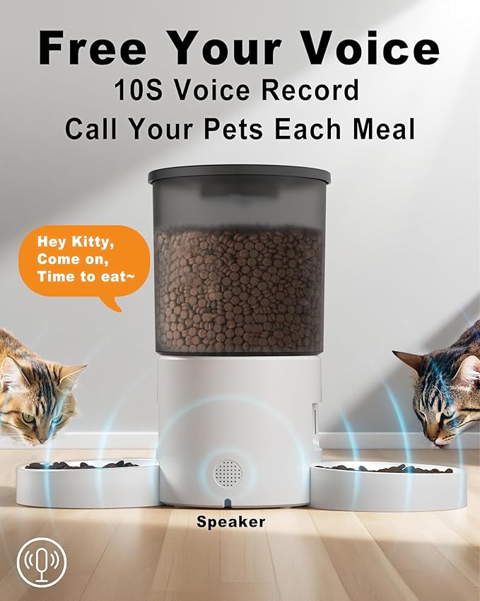 Automatic Cat Feeder for 2 Cats, Auto Dry Food Dispenser - Image 6