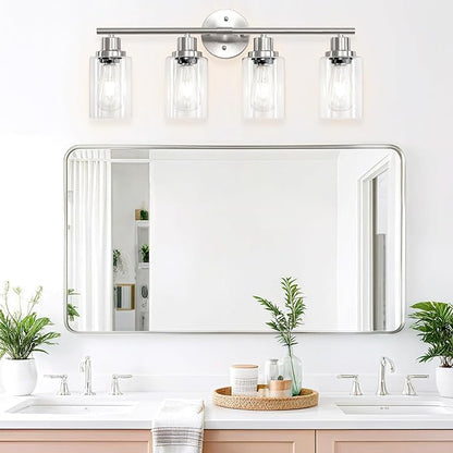 Guliaofo 4-Light Nickel Bathroom Light Fixtures, E26 Modern Vanity Lights - Image 6