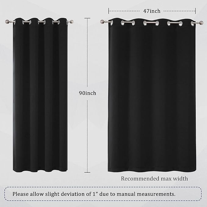 DUALIFE 90 Inch Length Blackout Curtain Panels- Grommet Top Thermal Insulated - Image 6