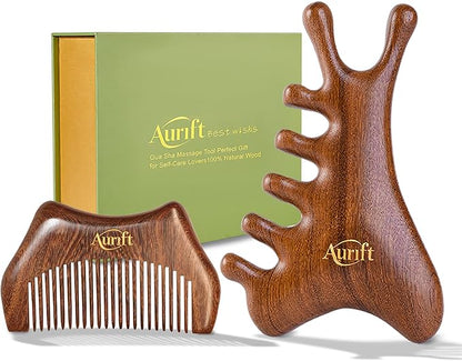 4-in-1 Wooden Gua Sha Tool Set – Facial, Body & Scalp Manual Guasha Massage Tool by Aurift