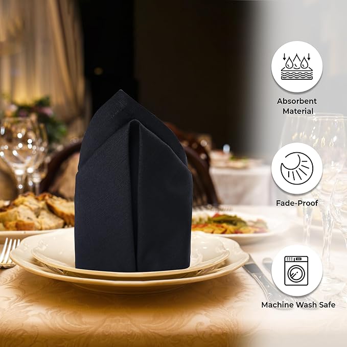 Urban Villa Cloth Napkins Halloween Dinner Napkins Solid Black Color 20'&...