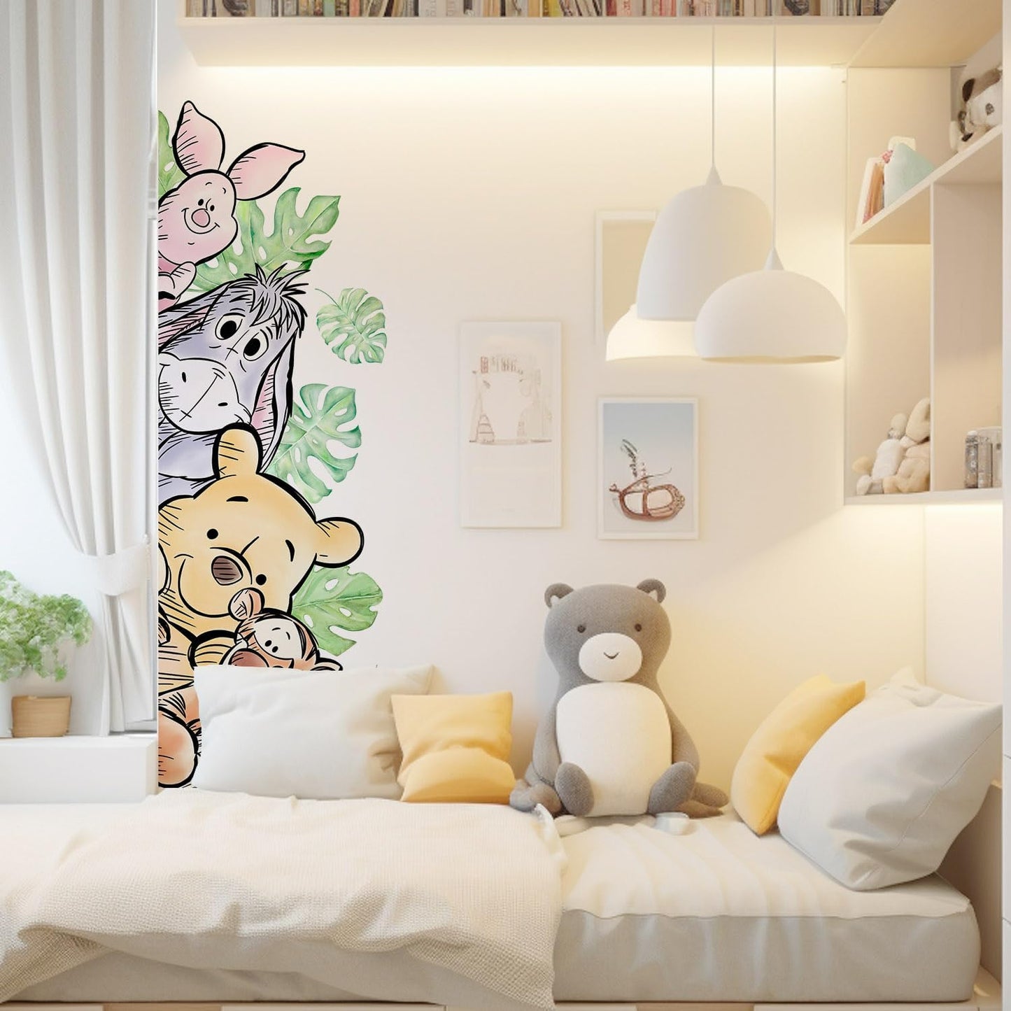 Winnie Wall Stickers for Kids, Winnie Character Wall Stickers, The Pooh Party Decorations, Winnie Removable Stickers for Baby Kids Nursery Children Room Bedroom Living Room Playroom Wall Decoration