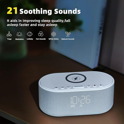 Sound Machine Alarm Clock Wireless Charger: Bluetooth 10W Stereo Sound Speaker - Image 5