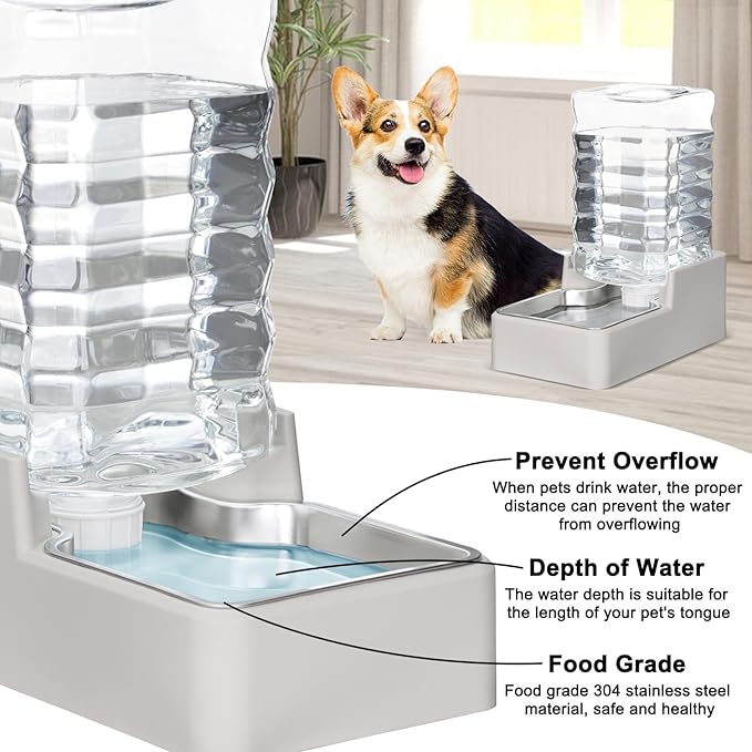 RIZZARI Stainless Steel Pet Water Feeder: 9L Gravity Leak-Proof Auto Refill - Image 4