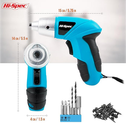 Hi-Spec 27pc 3.6V Blue USB Small Power Electric Screwdriver Set. Cordless & - Image 4