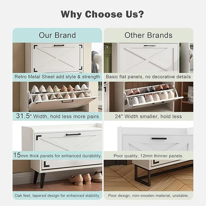 Shoe Storage Cabinet, Farmhouse Shoe Organizer - Image 8