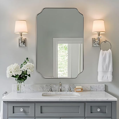 ANDY STAR 26x38 Inch Mirror for Bathroom, Brushed Nickel Scalloped Rectangle - Image 7