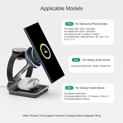 Bonola Wireless Charger for Samsung: Magnetic 3 in 1 Wireless Charging Station - Image 2
