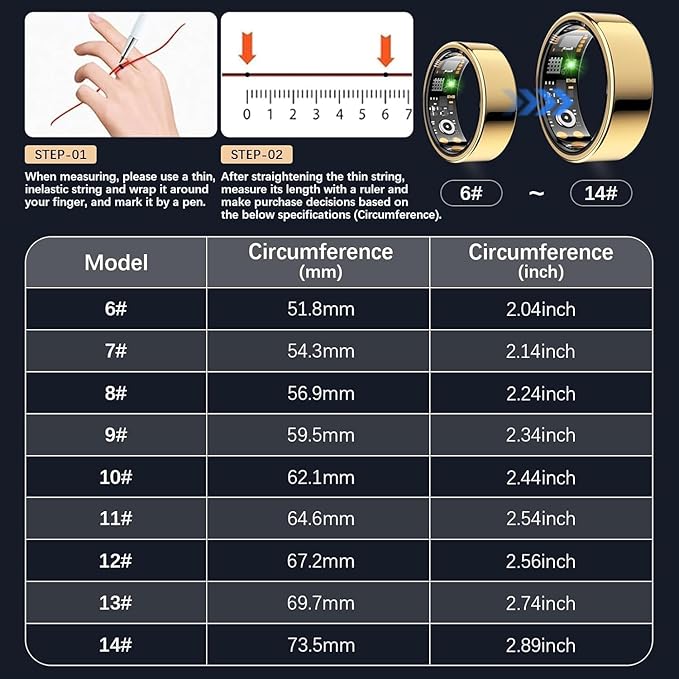 Smart Health Ring for Women Men, Fitness Tracker Ring - Image 2