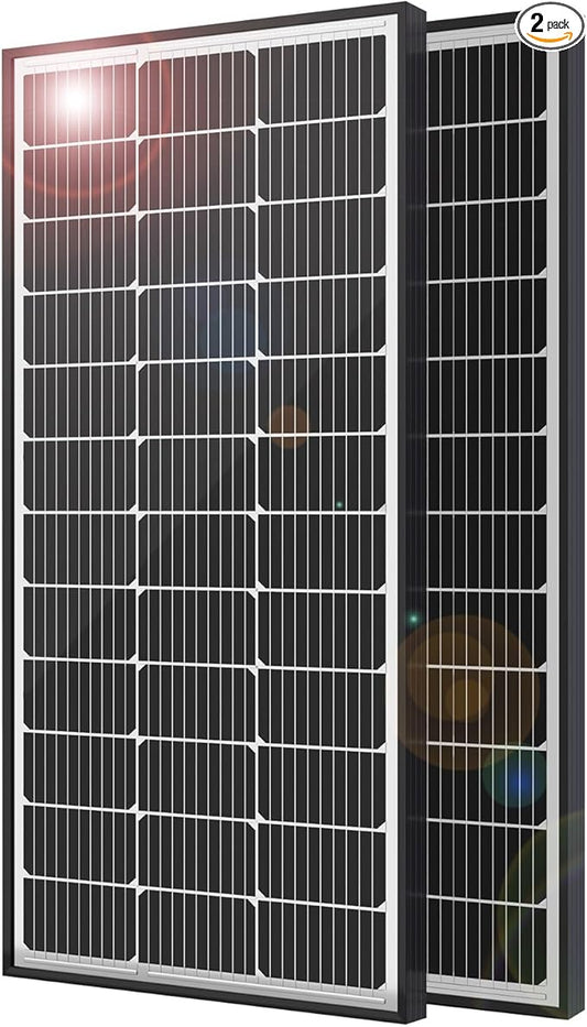 JJN 200 Watt Solar Panels, 10BB Monocrystalline 12V 2PCS 100W Solar Panel by JJNSolar-YourCompleteSolarPowerPartner