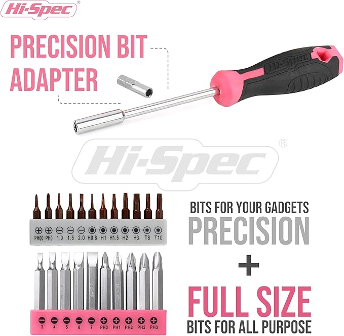 Hi-Spec 58pc Pink 8V USB Electric Power Cordless Drill Driver and Womens Ladies - Image 5